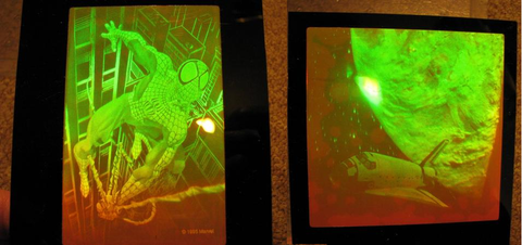 3D Space Shuttle & Spiderman Hologram Polaroid Photopolymer Deskstands, 2 Piece Set of Beyond Price Collectibles