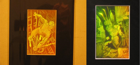 3D Spiderman & Wolverine Matted Polaroid Photopolymer Film Hologram Pictures, 2 Piece Set